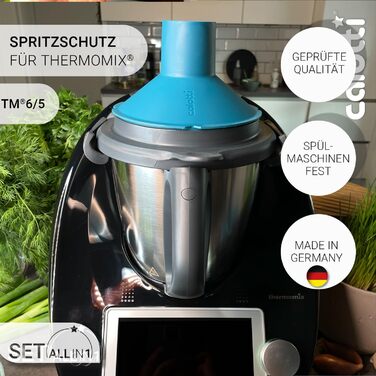 Мультитули Calotti для Thermomix TM6 і TM5 - Воронка, Редуктор камери міксера, Паровий камін, Захист від бризок, Квітка тіста, Кришка, Черпак, Форма для печива - все в одному - Вісім функцій, три частини, один комплект TM5 і TM6