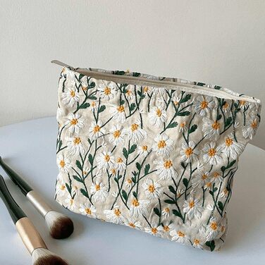 Дорожня косметичка Пасторальна квіткова косметичка Портативна туалетна сумка Універсальна маленька косметичка на блискавці для жін