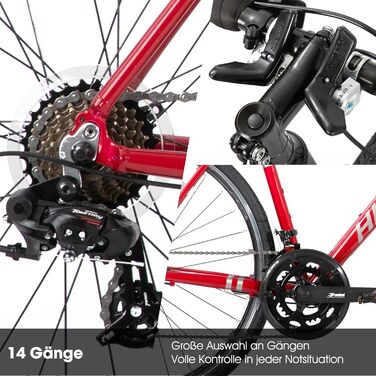 Шосейний велосипед Hiland 28 дюймів, 14 швидкостей, алюмінієва рама, 700c, міський велосипед для чоловіків та жінок, червоний, розмір S