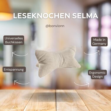 Подушка для читання Selma Cord Look, ергономічна форма для підтримки шиї або попереку, гнучка опора для книг, електронних книг або планшетів (натуральна)