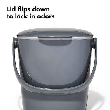 Відро для компосту OXO Good Grips сіре - захищене від запаху відро для сміття для кухні - 2,8 л, антрацит 2,8 л антрацит