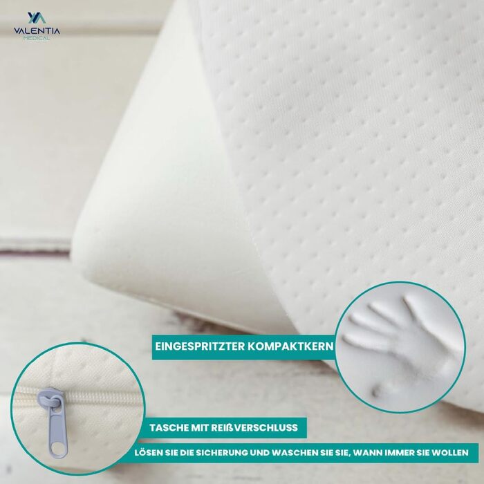 Подушка з піни з ефектом пам&39яті 75x35 см, яку можна прати, подушка для зняття болю в шиї, ортопедична подушка - чохол з алое вера, який можна прати, зі знімним чохлом на блискавці - Oeko-TEX Valentia HOGAR 75 см 1