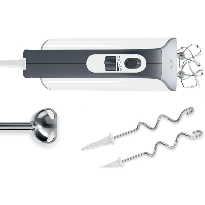 Ручний міксер Bosch Styline MFQ49300, 5 швидкостей, 2 віночки та гаки для тіста з нержавіючої сталі, спіральний кабель, 850 Вт, бі