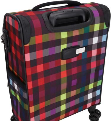 Дорожній візок SoftLITE 4w Валіза з міцного поліестеру Легкий візок з чотирма подвійними колесами Кодовий замок TSA (різнокольорова клітинка, S - ручна поклажа 55 см) Різнокольорова клітинка