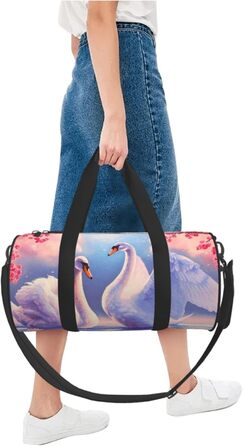 Спортивна сумка, дорожня сумка, біла з принтом рожевих квітів сакури, сумка для подорожей на ніч, чорна, універсальний розмір