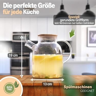 Чайник скляний з ситечком та підставкою для підігріву 1,6 літри, потовщене скло для кращої термоізоляції, термочайник для заварювання чаю, міцний чайник (1600 мл)