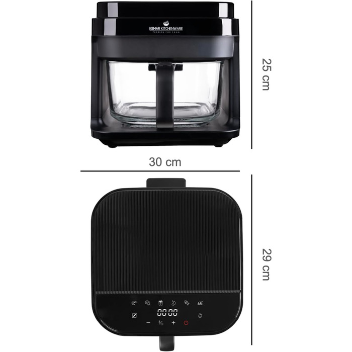 Фритюрниця KHF-550, 5,5 літрів, 1 200 Вт, сенсорний дисплей, скляний кошик для смаження без покриття, фритюрниця з щипцями та силіконовою підставкою (стандартна версія KHF-550)