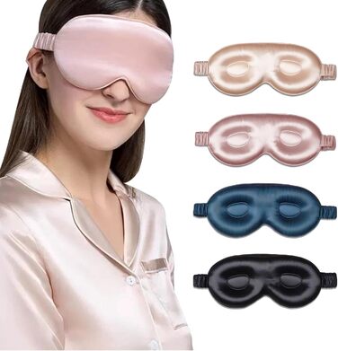 Шовкова маска для сну, 3D контурні чашечки, маска для сну і пов'язка, дихаюча і м'яка для сну, йоги, подорожей (темно-рожева), 22