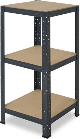 Надміцний домашній стелаж, антрацитовий/металевий стелаж з 3 полицями/металевий стелаж для підвалу, гаражний стелаж, стелаж для майстерні або стелаж для зберігання/змішаний металевий стелаж з вантажопідйомністю 175 кг В 90 см / Ш 50 см / Г 50 см, 90x50x50