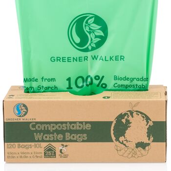 Біорозкладні компостовані пакети для сміття Greener Walker Extra Thick 25 6 л/10 л/30 л (10 л - 120 пакетів для сміття)
