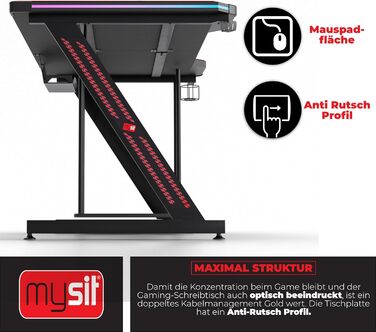 Ігровий стіл MY SIT Титан з RGB-підсвічуванням та розширеним функціоналом