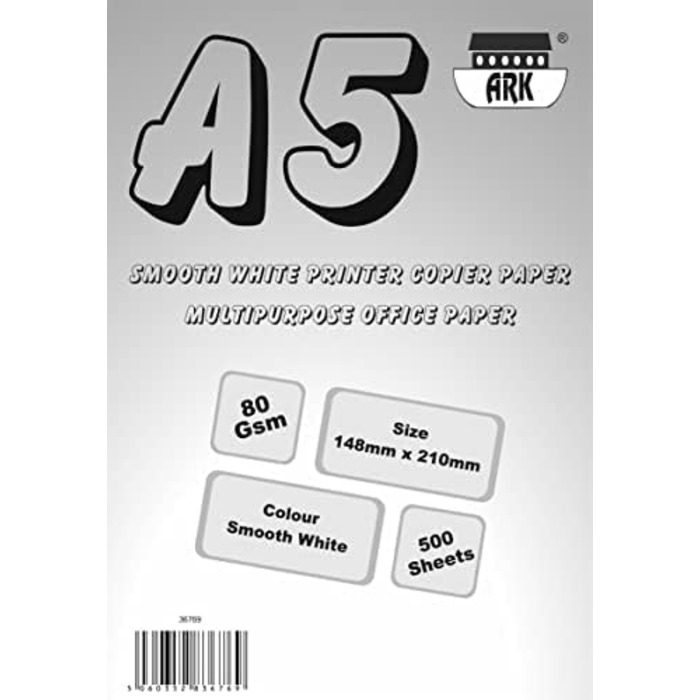 Щоденний папір ARK A5, 80 г/м, гладкий, білий, 500 аркушів 1