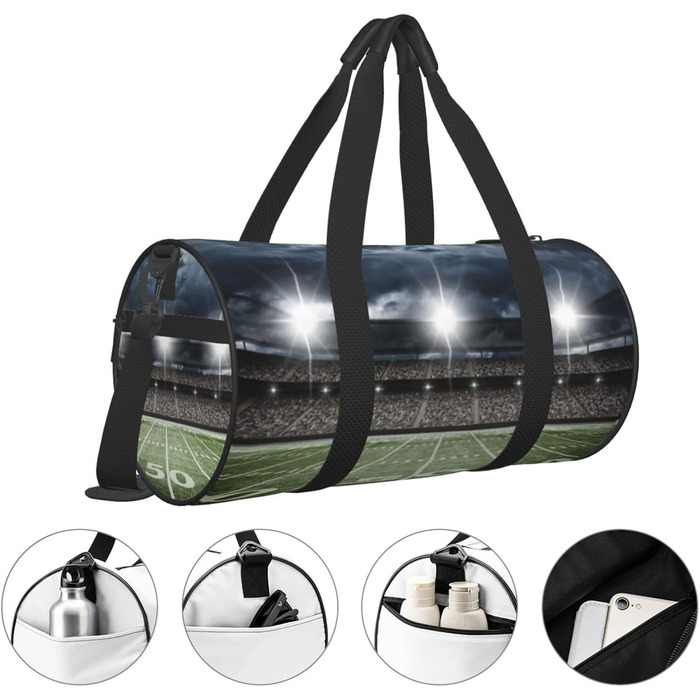 Дорожня сумка Місячні Вовки, 3D-дизайн, кругла форма, великий об'єм, легка та міцна, ідеальний подарунок для походів, відпустки, ділових поїздок та іншого, нічне освітлення стадіону, універсальний розмір