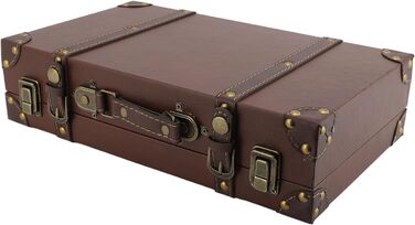Ретро антикварна дерев&39яна валіза, декоративний футляр для багажу, міцна коробка для зберігання святкового реквізиту та фотореквізиту, матеріал коричневий, 34 x 20 x 8 см