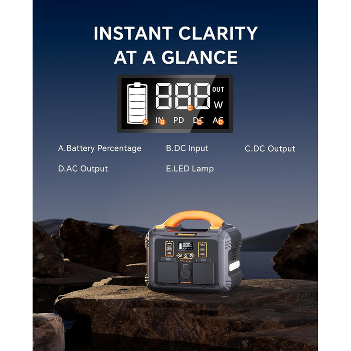 Портативна електростанція 236 Втгод чистої синусоїди змінного струму 300 Вт/230 В, вхід і вихід PD65 Вт, 8 виходів, мобільний генератор живлення для кемпінгу та кемперів на природі (портативна електростанція 300 Вт)