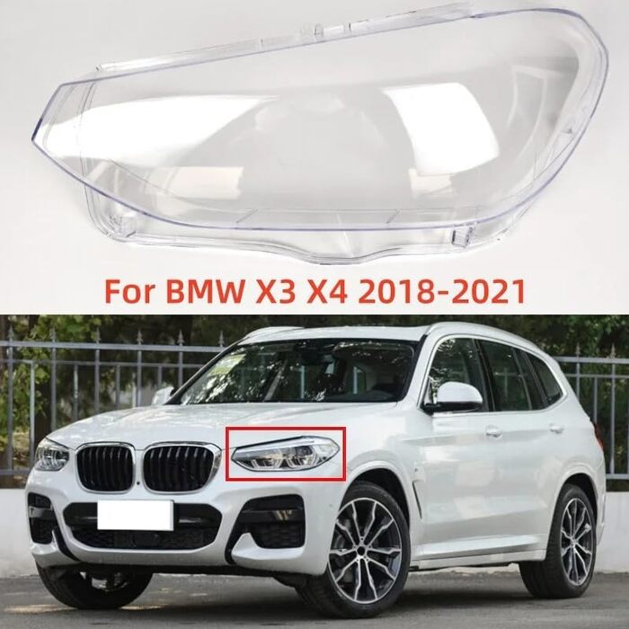 Для BMW X3 X4 2018 2019 2020 2021 Кришка передньої фари Прозорі абажури Лампа Оболонка Маски праворуч