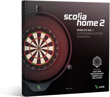 Набір Winsport Scolia Home 2 з підсвічуванням, включаючи рамку, автоматичну систему підрахунку очок для мішені для дартсу, автоматичний підрахунок очок для мішені для дартсу з функцією онлайн, цифровий підрахунок очок для дартсу, дисплей рахунку, табло Ho