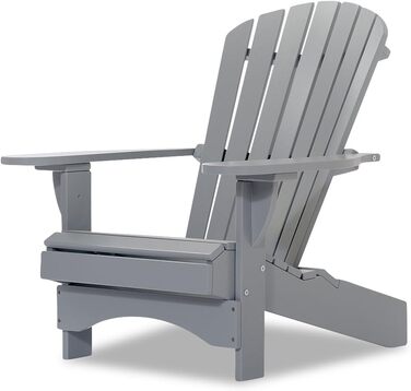 Оригінальні крісла Dream-Chairs з 2007 року Adirondack Chair Comfort de luxe в сірому дереві Садове крісло з ергономічною спинкою Садове крісло для балкона, саду максимальне навантаження 170 кг