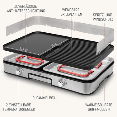 Електричний гриль настільний гриль електричний - вкл. щипці для гриля та захист від бризок I 2400 Вт Для використання в приміщенні