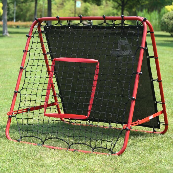 Двостороння сітка для відскоку, тренувальне обладнання для футбольних воріт, 100/120/180 см, регульована мішень для відскоку футбольних воріт для дитячих ігор, навчальне та тренувальне обладнання, регульовані портативні спортивні сітки для саду, червоні, 