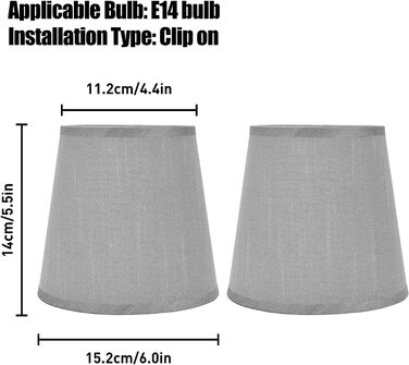 Буашуа 2 шт. Маленькі абажури E14 Інтервенційний монтажний сірий Бочка Тканинний абажур 15x14x11см Скандинавські прості абажури для люстри Настінний світильник Торшер