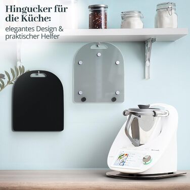 Розсувна дошка LAINFELD для Thermomix TM6 TM5 Чорне акрилове скло преміум класу Переміщення без зусиль без пошкодження ваг Роликова дошка Глайдер матовий чорний