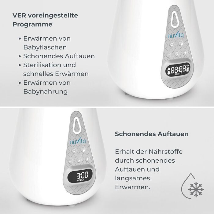 Портативний підігрівач дитячих пляшечок і стерилізатор Nuvita 1170 для дитячих пляшечок, дитячого харчування та грудного молока -