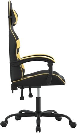 Ігрове крісло Чорно-золотистого кольору зі штучної шкіри, регульована висота 57,5 x 59,5 см, функція відкидання, коліщатка на 360, ергономічне комп&39ютерне крісло для домашнього офісу та ігор, 57,5 x 59,5 x (121-131) см (Ш x Г x В), золотистого кольору