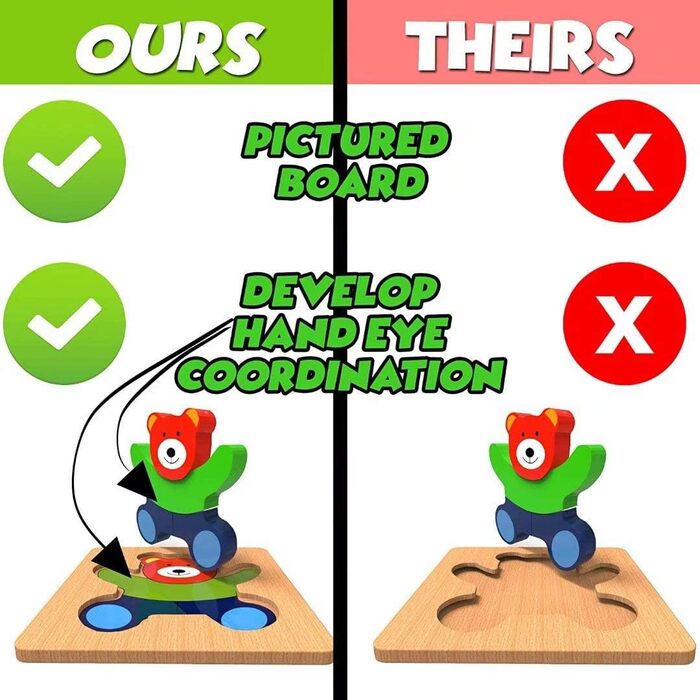 Дерев&39яний пазл, дерев&39яна іграшка Afufu від 1 2 3 років, 4 елементи, дерев&39яний пазл Монтессорі іграшка для малюка, тварина