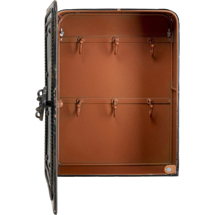 Сейф-скринька для ключів Kare Design, чорний, 324x13 см, шафа для зберігання, з 6 гачками, сталевий корпус, вінтажний, для вхідної зони