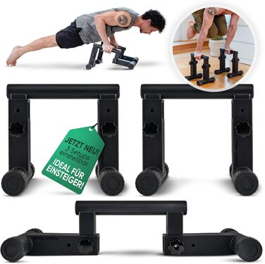 Ручки для віджимань 3-в-1 - Регульована рукоятка для калістеніки, стійки на руках та ручок для віджимань Ручки для віджимань, зручні для зап&39ястя, ідеальне обладнання для домашньої студії, тренажерного залу та в дорозі POWERNOVA Metal