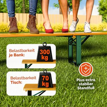 Комплект пивних наметів Casaria 220 см, складаний, міцний, 3 предмети, 2 пивні лавки, 1 широкий стіл, дерев&39яний комплект пивних столів, комплект фестивальних наметів, пивний сад, пивний набір