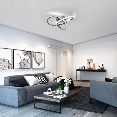 Стеля LED-світильник Comely 36W з пультом керування, сучасний дизайн, хром, 40см, сріблястий диммований (3000K-6500K)
