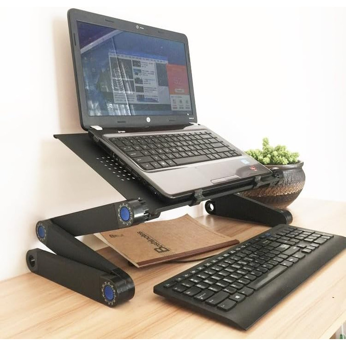Регульований складаний столик для ноутбука MacBook Air/Pro, Dell HP та інших, портативний, багатофункціональний, ергономічний, з вентиляцією, підставка для планшета/телевізора, тримач для книг, 480*260 мм (стандартний), чорний