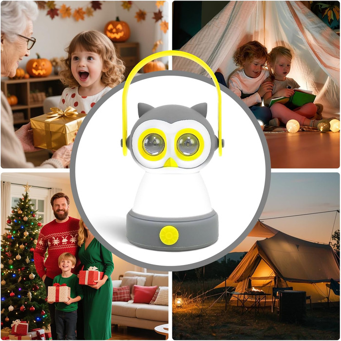 Світлодіодний кемпінговий ліхтарик з тваринним дизайном, дитячий ліхтарик-ліхтарик з совою, подарунок на день народження або дитячі вечірки, Різдво, вік 6 (батарейки не входять до комплекту) Сова