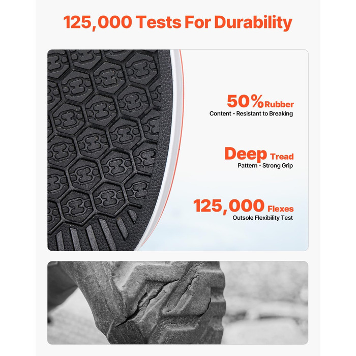 Чоловічі гумові чоботи до щиколотки VEVOR, розмір 45.5 EU, сірі