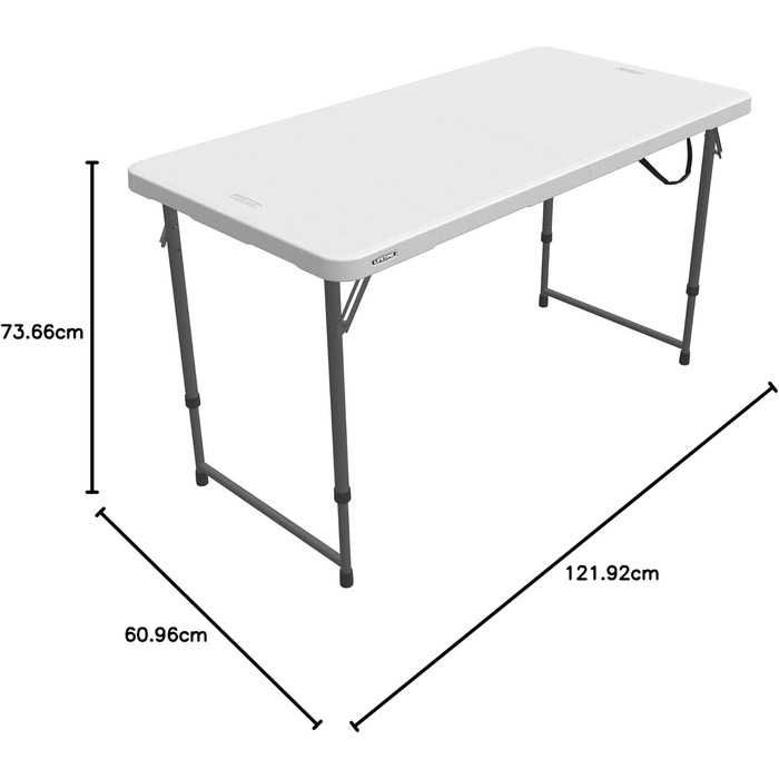 Складаний стіл Lifetime 4428 з регульованою висотою для кемпінгу та інших потреб, 121,9 x 61 x 61-91,4 см. см, 121,9 x 61 x 91,4 см