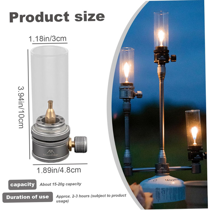 Газовий ліхтар, портативний металевий газовий ліхтар для кемпінгу з термостійким склом, ліхтар з регульованим клапаном, ліхтар для кемпінгу та походів