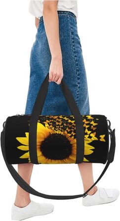 Дорожня сумка з малюнком стрекози, кругла, великої місткості, легка та міцна, ідеальний подарунок для піших прогулянок, відпустки, ділових поїздок та іншого, з квітковим та метеликовим дизайном (соняшники, квіти, метелики).
