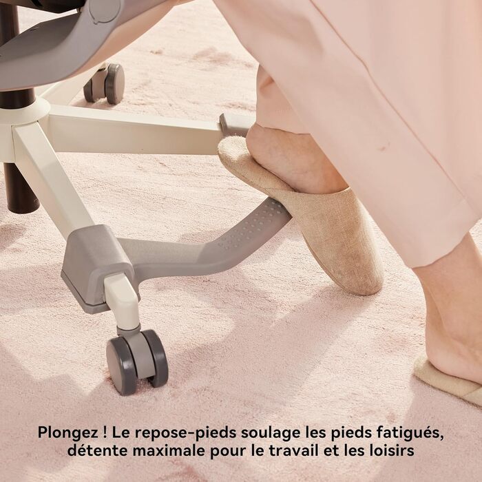 Ергономічне офісне крісло MUSSO E80 Muse FemmePosture для жінок - нахил 135 та 3D-підтримка попереку, підголівник 17 см 4D, висувна підставка для ніг, регулювання глибини/висоти сидіння, регульовані підлокітники (бежевий)