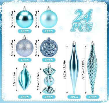 Набір синіх ялинкових кульок 24 шт ilauke