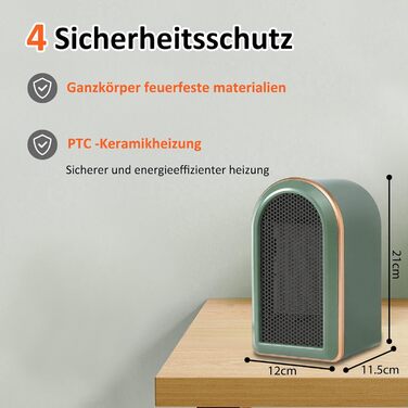 Маленький, енергозберігаючий, портативний вентилятор-обігрівач для ванної кімнати, міні-керамічний PTC-обігрівач, електричний/термометр/безполум&39яний/тихий/1200 Вт/800 Вт, захист від перегріву та перекидання, підключається до мережі