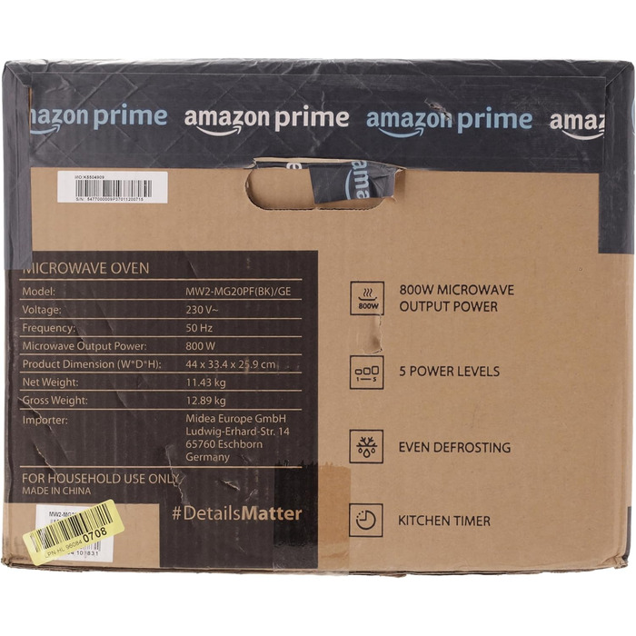 Мікрохвильова піч Toshiba MW2-MG20PF(BK)/GE 800 Вт з хрустким грилем і функцією комбінованого приготування, 5 рівнів потужності, потужність гриля 1000 Вт, чорний гриль 20 л чорний