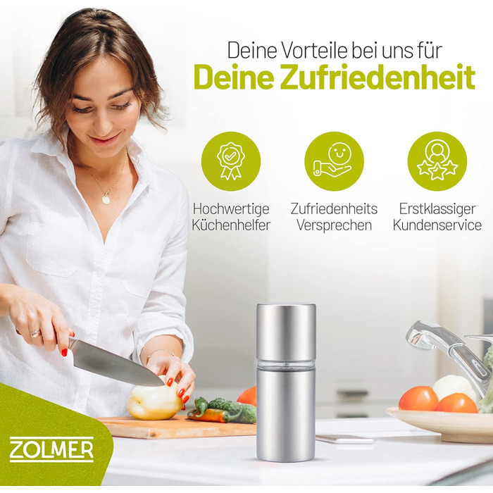 Млин для мускатного горіха ZOLMER з контейнером для зберігання I надзвичайно гострий подрібнювач для найтоншого мускатного порошку i Млин для мускатного горіха з нержавіючої сталі для мускатного горіха i Подрібнювач мускатного горіха