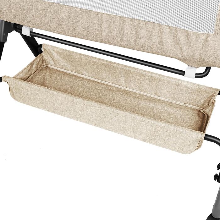 Дитяче ліжечко 3-в-1 приліжкове ліжечко, дитяча колиска та дорожнє ліжечко, 4-рівневе регулювання висоти дитячого ліжечка, що відкидається, дитяче ліжко, колиска для дітей вагою до 25 кг - 104 x 52 x 100-110 см - кремово-білий колір