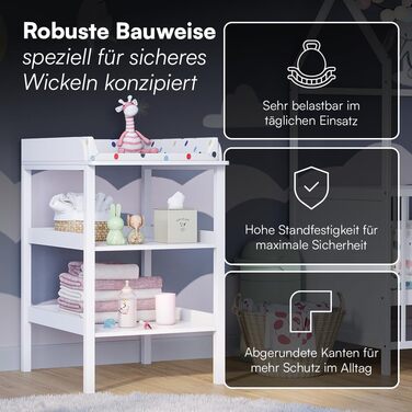 Дерев&39яний пеленальний столик Bellabino Bani білого кольору вузький пеленальний столик з 2 відкритими полицями зручний для спини пеленальний столик висотою 86 см велика пеленальна поверхня 70 x 53 см