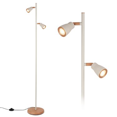 Стійка LED-лампа BRILONER, тепле біле світло, поворотна, колір світло-сірий/кавовий, 141,5 см