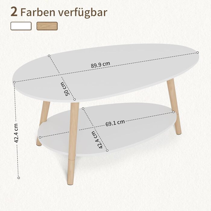 Чайний столик з масиву дерева, овальний двошаровий журнальний столик, круглий стіл для вітальні, журнальний столик, журнальний столик, журнальний столик, білий