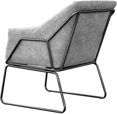 Крісло SVITA Josie, м&39яке крісло для дому з підлокітниками, металевий каркас, тканинний чохол, сучасний одномісний диван, світло-сірий, світло-сіра тканина