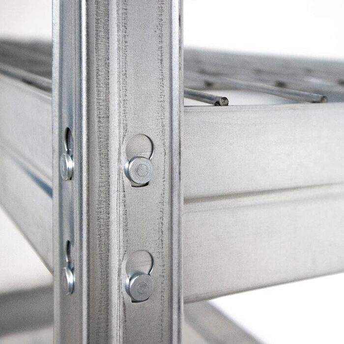 Посилений стелаж Rivet, комплект з 3 шт. , зі сталевими сітчастими полицями, 180 x 120 x 45 см (В x Ш x Г), вантажопідйомність 250 кг на полицю, оцинкований. Безболтовий стелаж, металевий стелаж, стелаж для підвалу, стелаж для зберігання, стелаж для майст